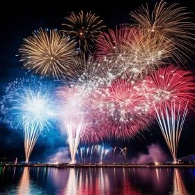 Colorful Fireworks Display Over Water - A Night to Remember