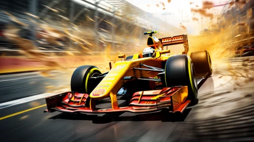 Photorealistic Racing Car in Flames: An Intense Action Scene with Vibrant Aesthetics  - AI Generated