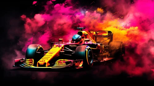 Vivid Wimmelbilder Style F1 Car Racing Image with Rembrandtesque Art Influence  - AI Generated Image