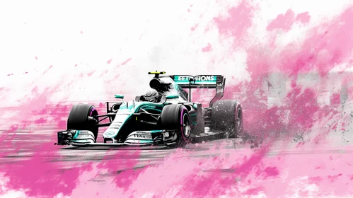 Surreal McLaren Mercedes F1 Car Race Image in Ink Wash Style  - AI Generated Images