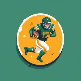 Energetic American Football Player Image in Green Uniform
