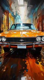 Photorealistic Painting of Orange Car with Dripping Paint Technique - AI Art images