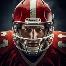 Moody Cinematic Portrait of American Football Player in Red and White