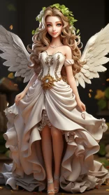Anime Angel in Elegant Clothing - Intricate Gold Detailing