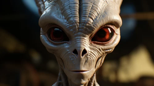 Alien Head Render: A Close-up Shot in Vray Tracing Style