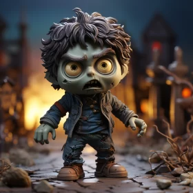Intricate Zombie Figure in Dark Night - A Hyper-realistic Pop Art