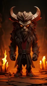 Horned Wizard Character in Edgy Style and Realistic Lighting
