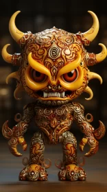 Intricate 3D Cartoon Demon with Asian-Inspired Motifs