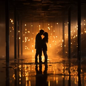 Romantic Couple in Golden Light - Industrial Magic Art