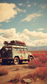 Vintage Jeep in Dreamy Landscape - Adventure Travel Art