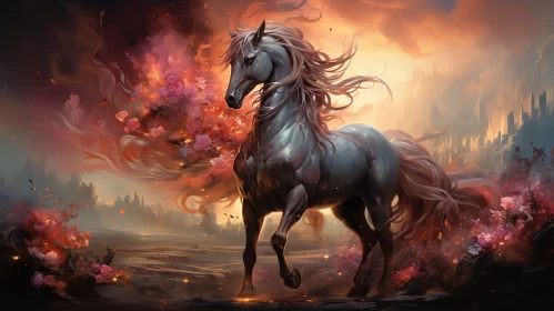 Artistic Horse in Apocalyptic Landscape - Artistry in Suburban Ennui