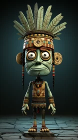 Ancient Aztec Cartoon Character - Playfully Grotesque