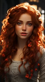 Enchanting Portrait of a Red-haired Woman - Urban Fairy Tale Ambiance