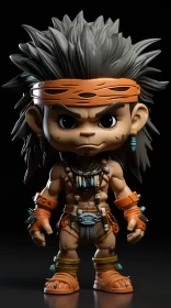 Action-packed Cartoon-style Male Figure with Orange Mask