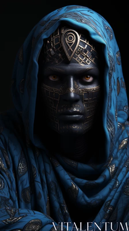 African Inspired Portraiture: Intricate Patterns and Gold Accents