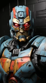 Robot Head with Red Eyes: A Masterpiece in Photorealism