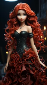 Gothic Style Doll with Red Hair: A Detailed Illustration
