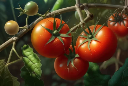 Garden Fresh Tomatoes - A Detailed 2D Art Illustration