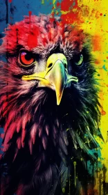 Colorful Eagle Face with Paint Splashes Artwork