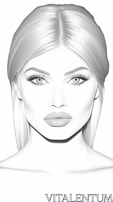 Monochrome Female Portrait in Barbiecore and Dollcore Style