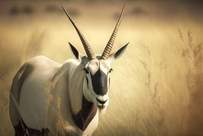 Graceful Antelope in Field - A Powerful and Emotive Portraiture