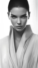 Futuristic Elegance: Monochrome Woman's Portrait