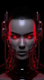 Futuristic Robot Woman with Red Eyes - Mysterious and Intriguing