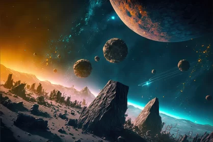 Vibrant Futurism: An Alien Landscape in Space
