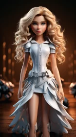 Barbie Fantasy Doll 3D Rendering with Metallic Texture