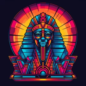 Neon Art Nouveau Egyptian Illustration