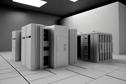 Modern Computer Servers in a White Room