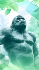 Mysterious Blue Gorilla in Low Poly Art