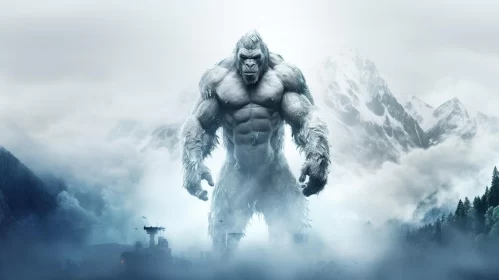 Mysterious Creature in Mountain Landscape
