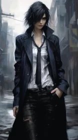 Enthralling Cityscape with Female Character in Oil Portraiture