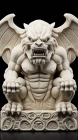 White Gargoyle Statue with Intense Gaze and Detailed Features