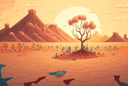 Surreal Desert Landscape Illustration