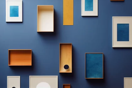 Minimalist Geometric Abstraction in Indigo and Amber