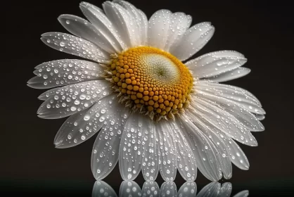 White Daisy with Raindrops - A Study in Symmetry and Balance