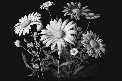 Monochrome Daisies: A Study in Contrast and Detail