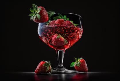 Fine Art Night Photography - Crimson Glass with Strawberries