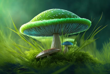 Mushrooms in Nature - A Realistic Fantasy Artwork
