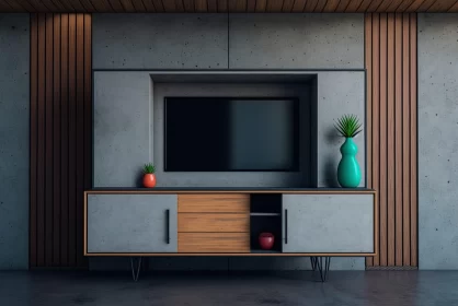 Modern Entertainment Unit in Urban Interior with Zen Atmosphere