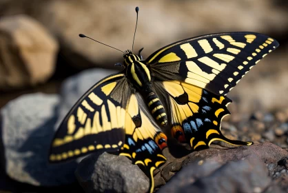Colorful Butterfly on Rocks: An Artistic Perspective