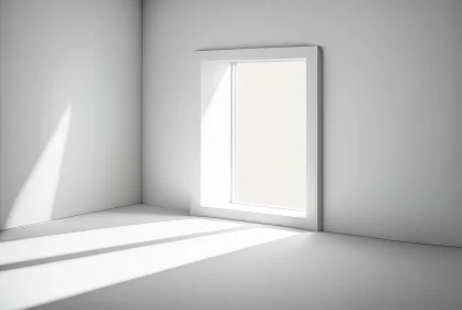 Minimalist 3D Rendered White Room with Sunlight