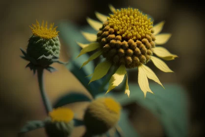 Yellow Flower Rendered in Cinema4D with Blurry Background