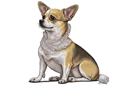 Detailed Chihuahua Portrait in Gold and White
