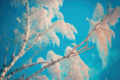 Icy Branches in Light Sky-Blue and Light Beige - Ethereal Nature Wonders