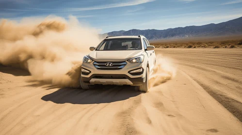 White Hyundai Santa Fe: Conquering the Desert with Style
