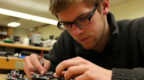 Expert Engineer Crafting a Circuit Board | Technology Art