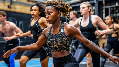Young Athletes Warming Up for a Race | Black Sportswear | Determined Woman
